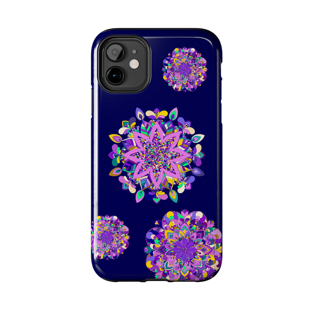 Hand Drawn Mandala Art Purple Shades Phone Case, Durable and Shock Absorbent, showcasing intricate design and vibrant colors to complement your style