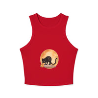 Front view of Black Cat Moonlit Pumpkin Racerback Tank Top for Halloween outfit