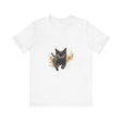 Black Cat Watercolor Sprint T-Shirt: A vibrant and colorful watercolor illustration of a black cat sprinting across the front of a stylish t-shirt