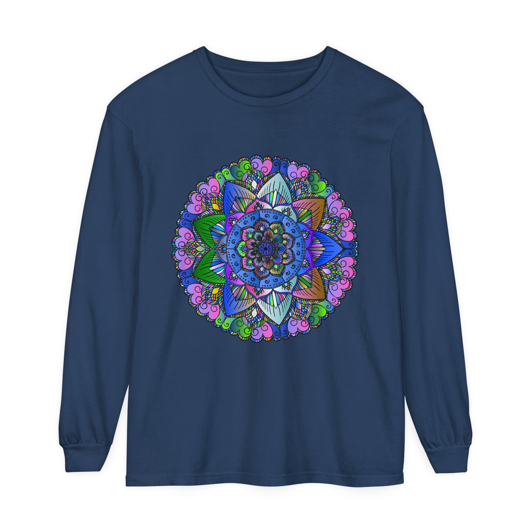 Colorful and intricate mandala design long sleeve t-shirt for all genders