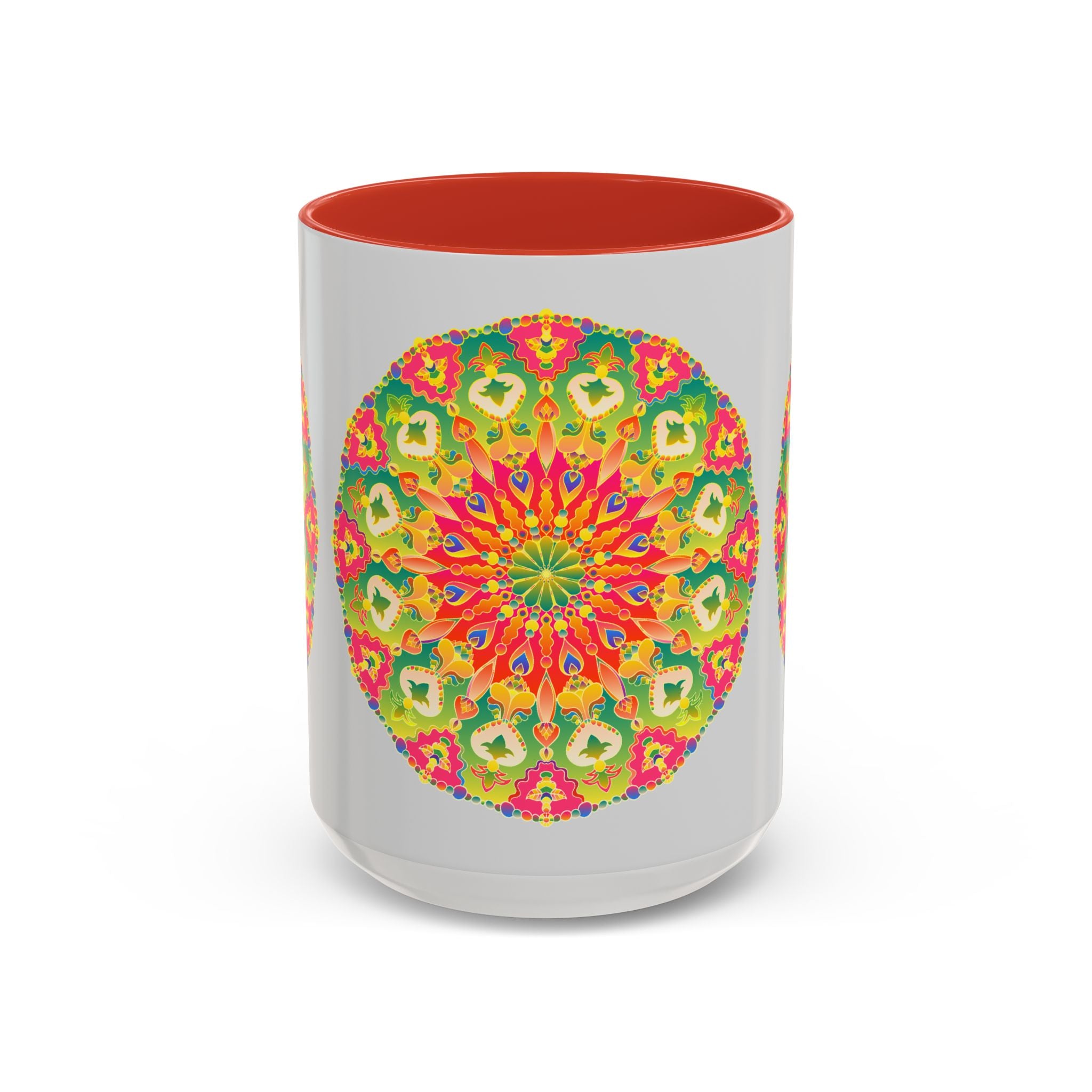 Colorful and vibrant mandala art mug featuring intricate and eye-catching designs