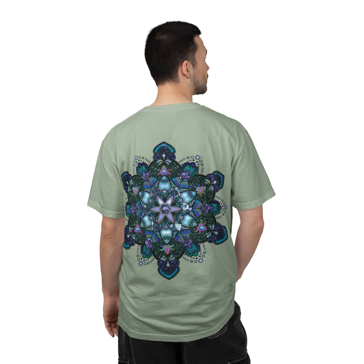 Mandala T-Shirt – Blue Purple Boho Geometric Floral Design