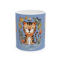 Tiger & Autumn Leaves Ceramic Mug — Cute Watercolor Tiger Coffee Cup (11oz, 15oz)
