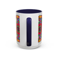 Colorful and detailed mandala pattern on ceramic coffee mug