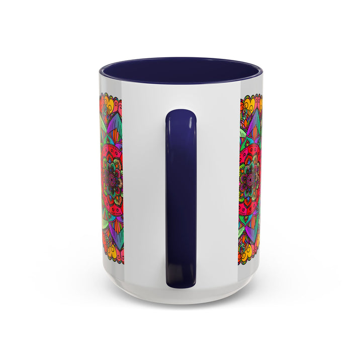 Colorful and detailed mandala pattern on ceramic coffee mug