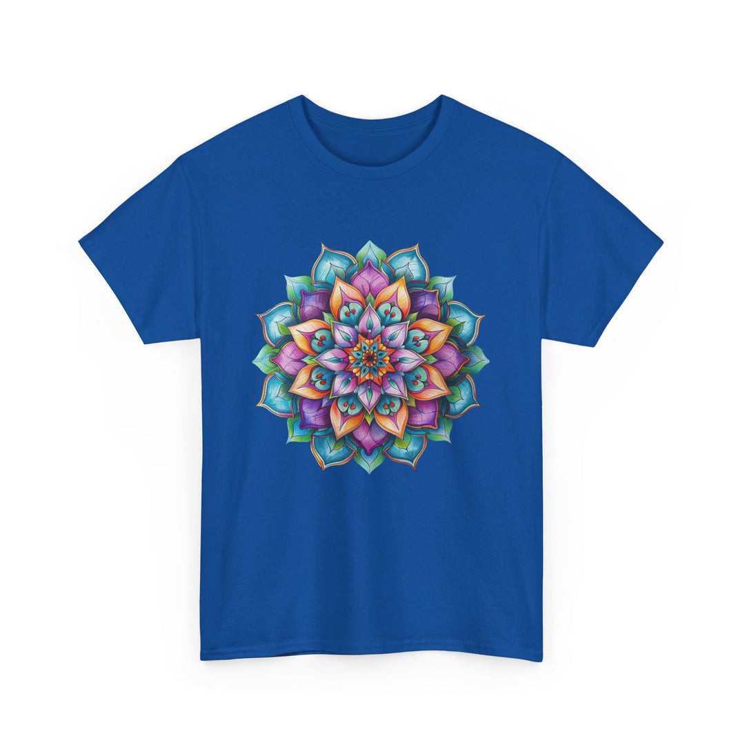 Detailed Mandala Art Yoga Mindfulness - Unisex Heavy Cotton Tee showcasing intricate mandala artwork