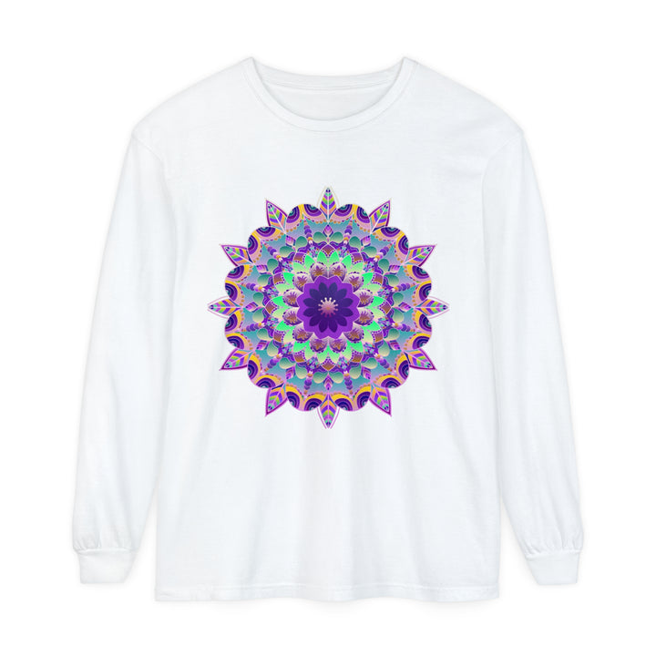 Colorful and intricate Psychedelic Mandala design on a long sleeve T-shirt