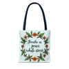 Beautiful and stylish tote bag featuring a serene flower crown design