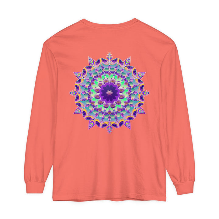 Colorful and intricate mandala design on a long sleeve t-shirt