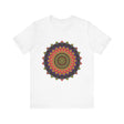 Colorful Mandala Tee featuring an intricate and vibrant design perfect for bohemian fashion lovers and yoga enthusiasts