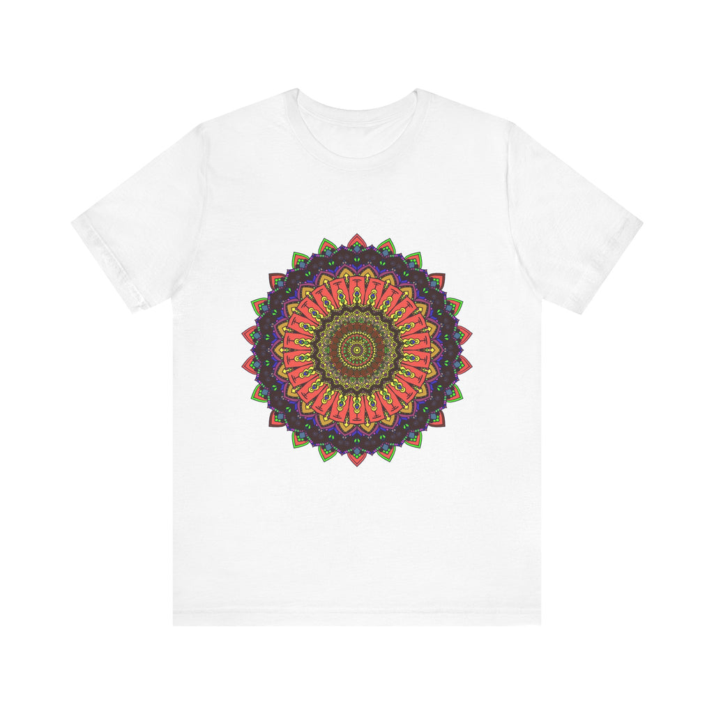 Colorful Mandala Tee featuring an intricate and vibrant design perfect for bohemian fashion lovers and yoga enthusiasts