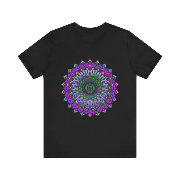 Vibrant purple and green mandala tee with a beautifully intricate design