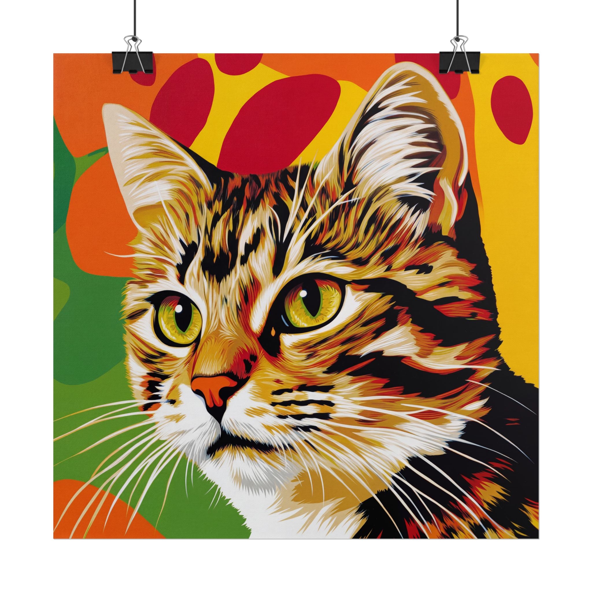 Colorful Pop Art Cat Poster — Rolled Wall Art for Cat Lovers