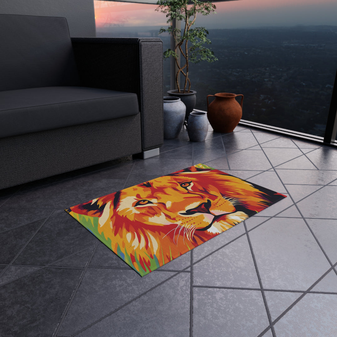 Lion Face Outdoor Rug – Vibrant Wildlife Doormat for Patio &amp; Porch
