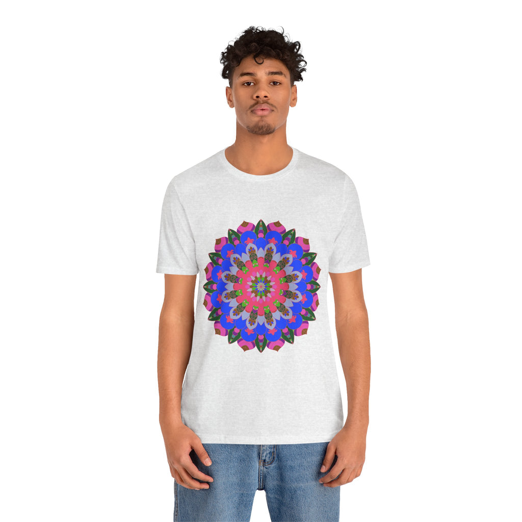 Vibrant and intricate mandala patterned t-shirt in a variety of bright, eye-catching colors