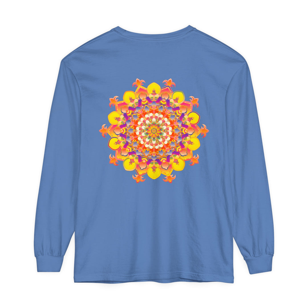 Beautiful unisex long sleeve T-shirt featuring a vibrant mandala design