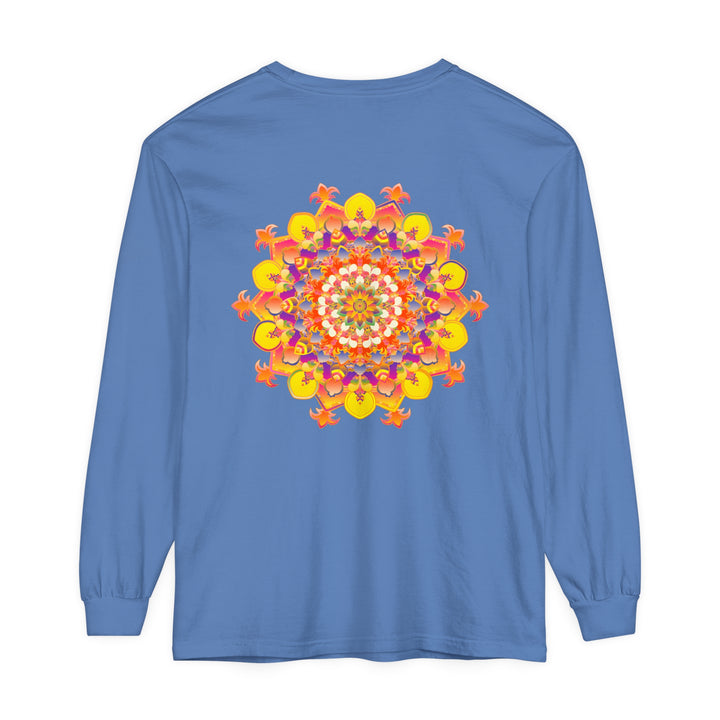 Beautiful unisex long sleeve T-shirt featuring a vibrant mandala design