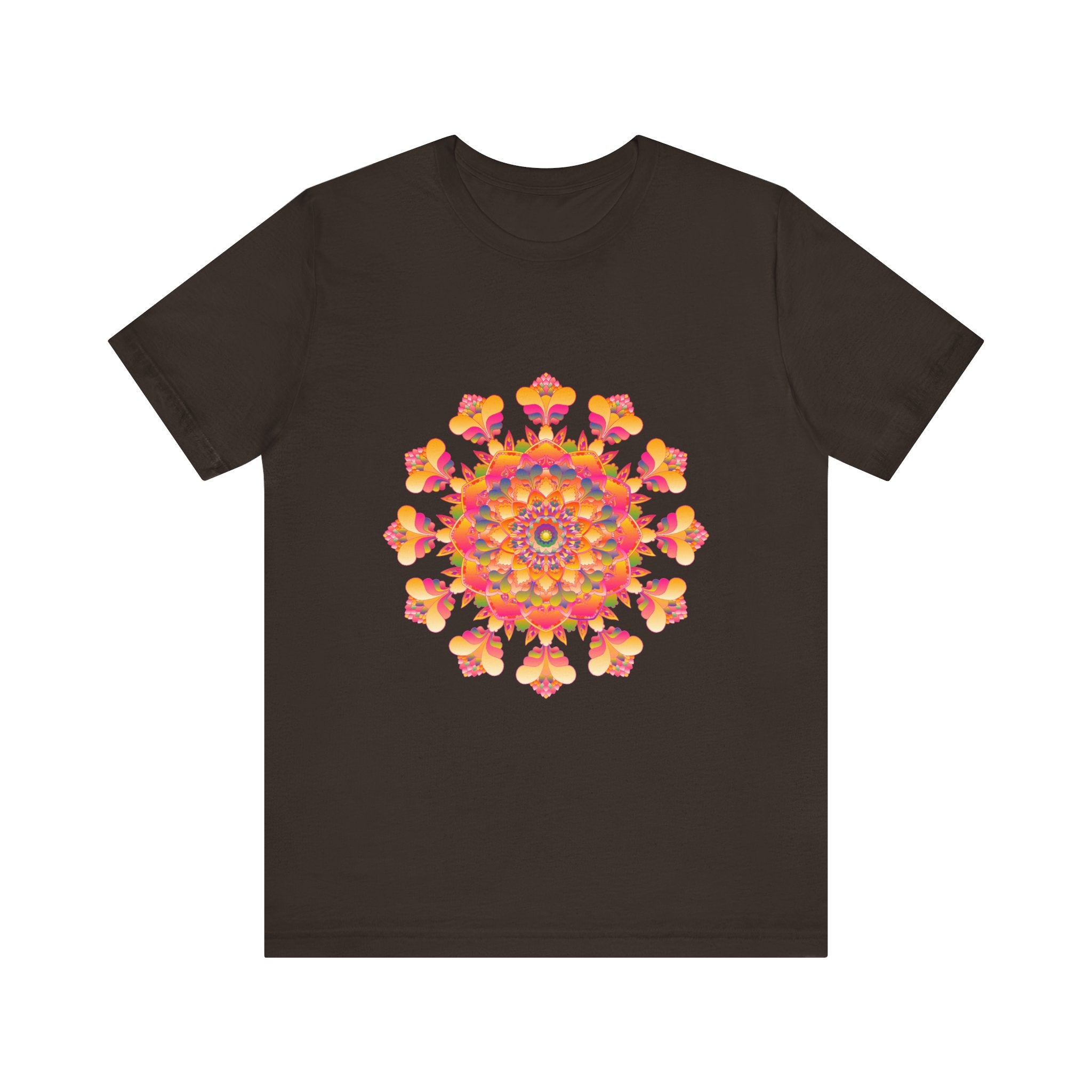 Vibrant Mandala Tee in pink, yellow, orange, and green with intricate design