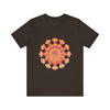 Vibrant Mandala Tee in pink, yellow, orange, and green with intricate design