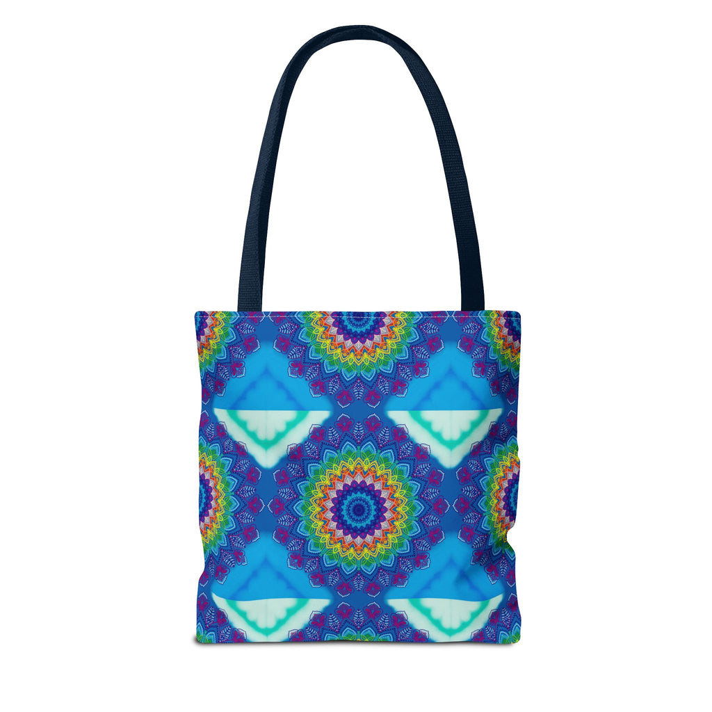 Vibrant and eye-catching mandala tote bag with colorful design and spacious interior