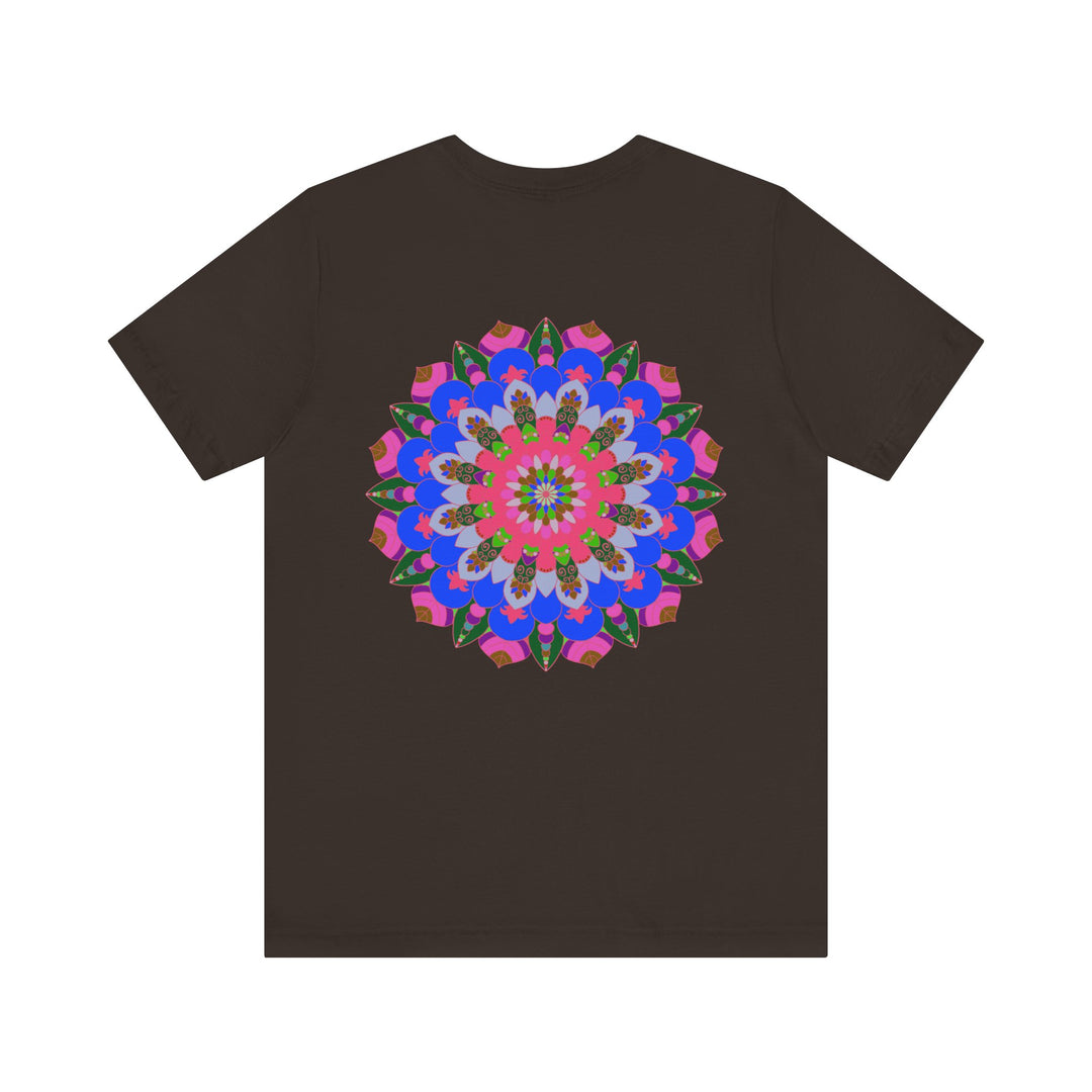 Colorful and intricate mandala design on a soft cotton tee, promoting spiritual peace and harmony