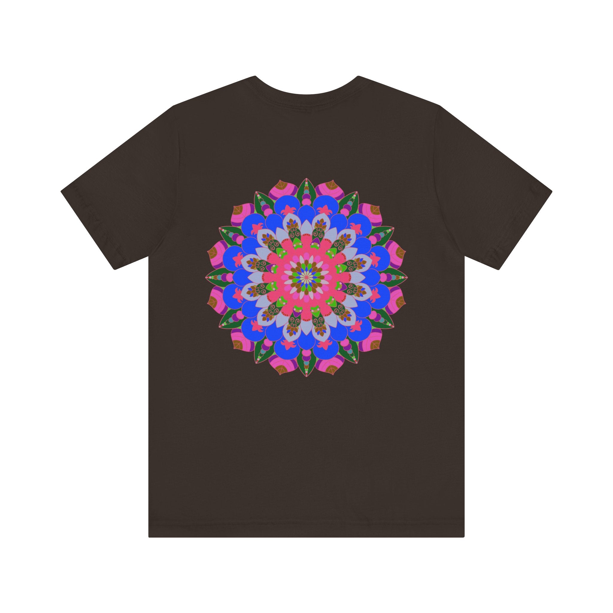 Colorful and intricate mandala design on a soft cotton tee, promoting spiritual peace and harmony