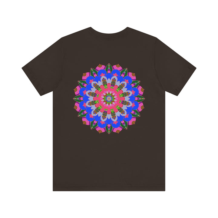 Colorful and intricate mandala design on a soft cotton tee, promoting spiritual peace and harmony