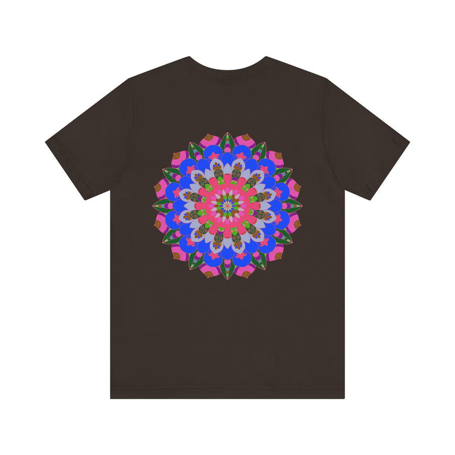 Colorful and intricate mandala design on a soft cotton tee, promoting spiritual peace and harmony