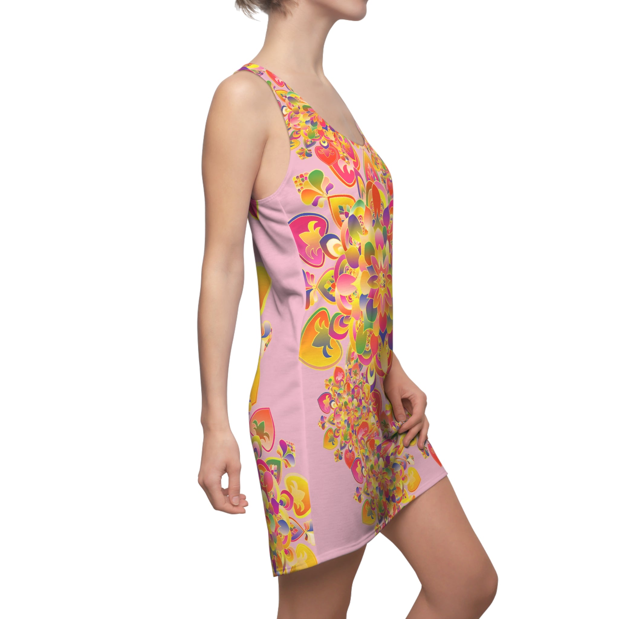 Psychedelic Floral Racerback Dress – Pink Kaleidoscope AOP