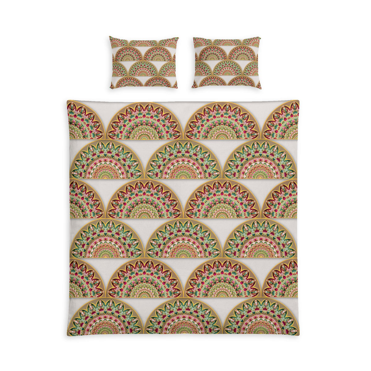 Cotton Bed Set – Vintage Boho Fan Pattern Bedding