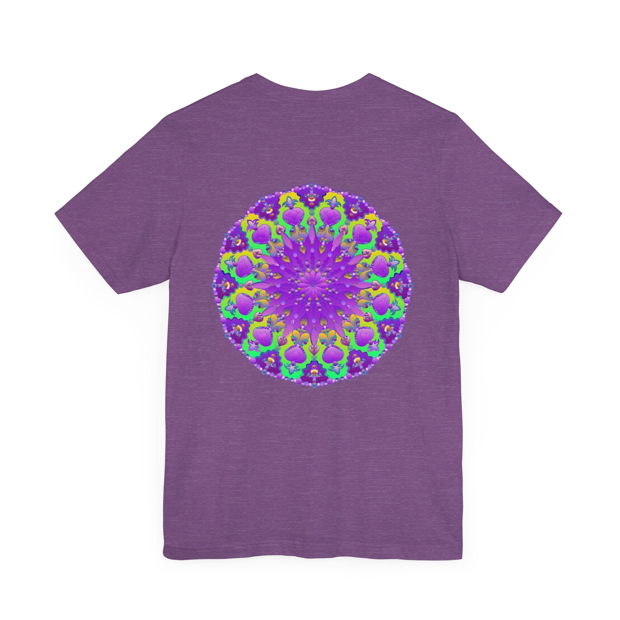 Beautiful purple mandala tee with intricate design representing spiritual peace and harmony, perfect for finding inner balance and tranquility