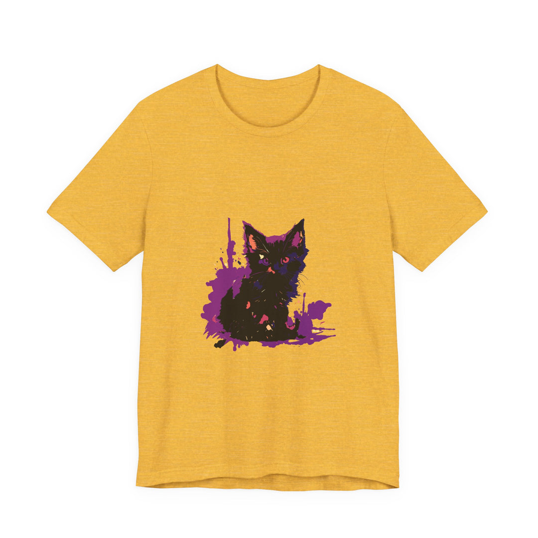 Black Cat Mystery - Purple Paint Splatter T-Shirt