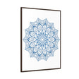 Handmade steel blue Mandala Design Wall Art on gallery canvas wraps, vertical frame