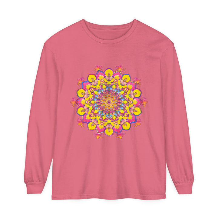 Colorful mandala design long sleeve unisex t-shirt perfect for any occasion