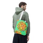 Borsa tote con mandala floreale — Stampa integrale verde tropicale brillante