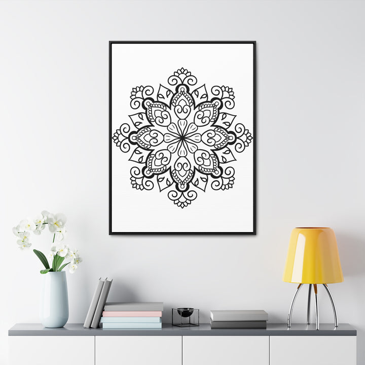 Mandala Handmade Art - Black & White Wall Art - Gallery Canvas Wraps, Vertical Frame 61