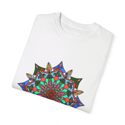 Unisex Mandala T-Shirt featuring intricate hand-drawn mandala art, made with 100% ring-spun cotton and garment-dyed for added comfort