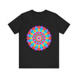 Vibrant and intricate psychedelic mandala design t-shirt in various colors