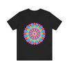 Vibrant and intricate psychedelic mandala design t-shirt in various colors