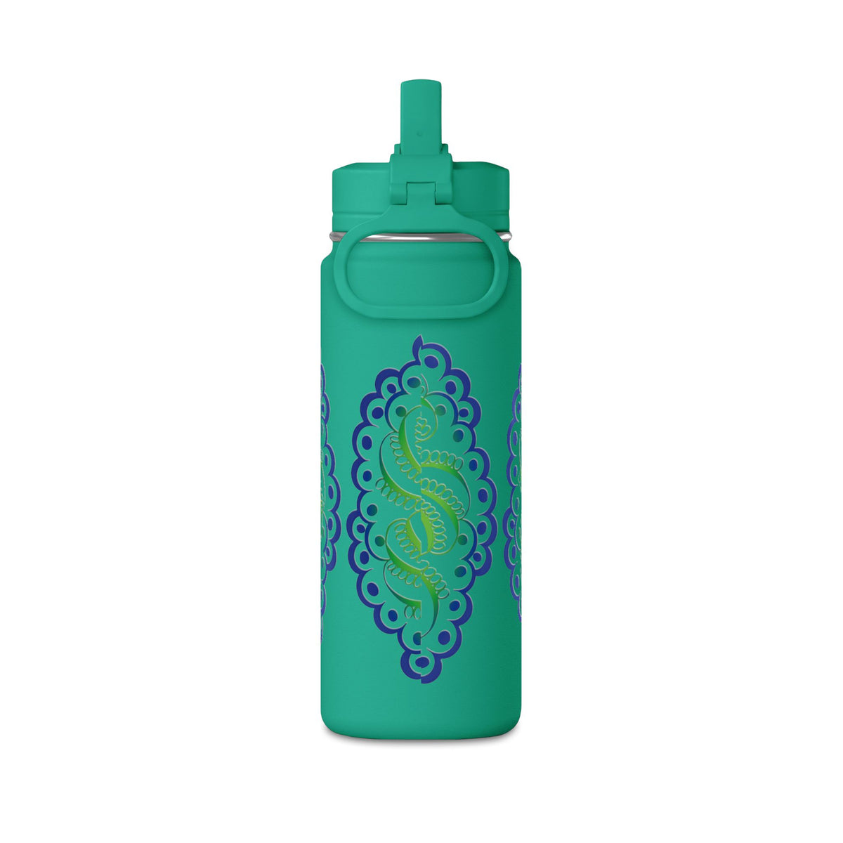 20oz Floral Mandala Water Bottle — Rainbow Lotus Reusable Straw Bottle