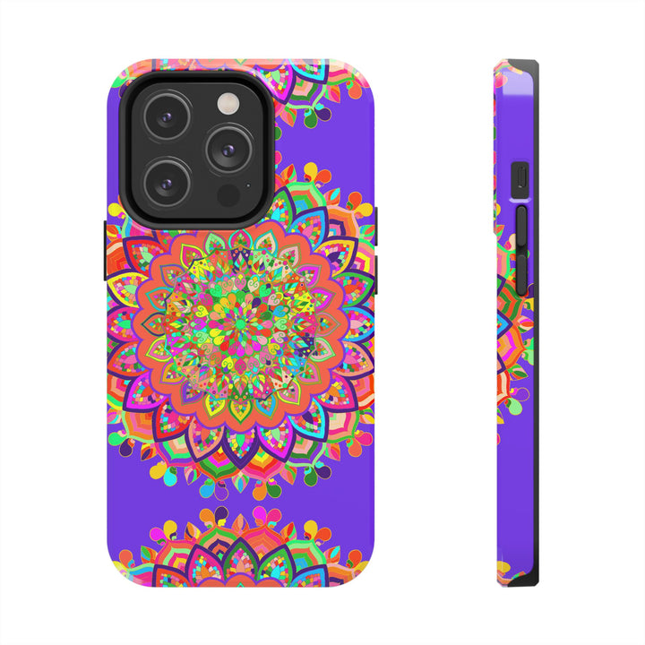 Hand drawn purple Mandala Art phone case, protective cover for smartphones