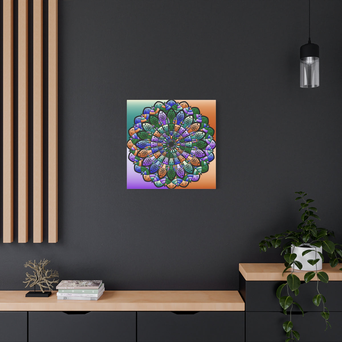 Colorful Mandala Wall Canvas — Stretched Matte Art