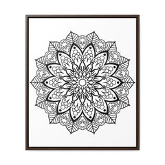 Handmade black and white mandala wall art on gallery-wrapped canvas