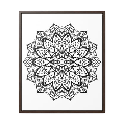 Handmade black and white mandala wall art on gallery-wrapped canvas