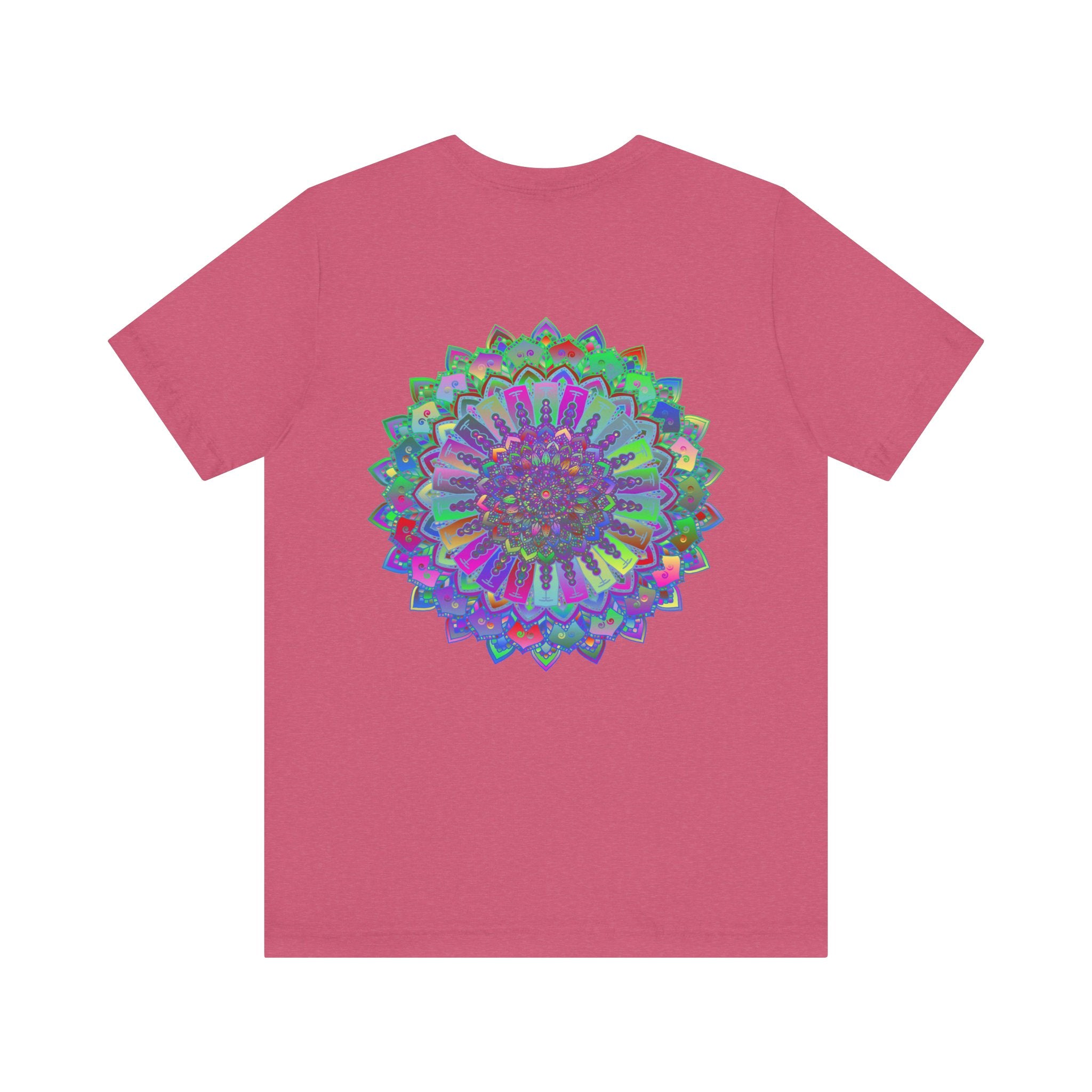 Vibrant Mandala Tee - Spiritual Peace & Harmony: A colorful and intricate mandala design representing tranquility and balance, perfect for promoting spiritual well-being and inner peace