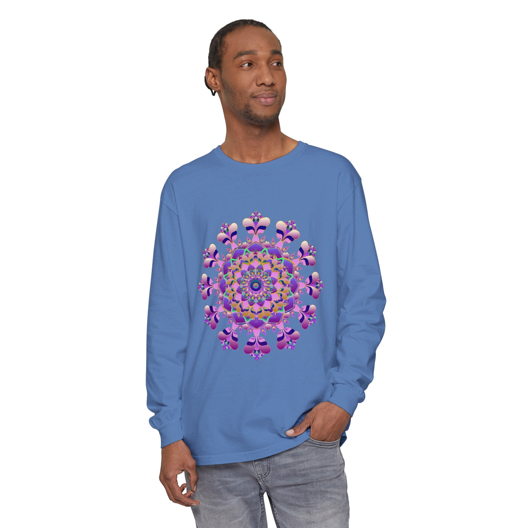 Intricate Mandala Long Sleeve T-Shirt - Unisex with detailed, colorful design