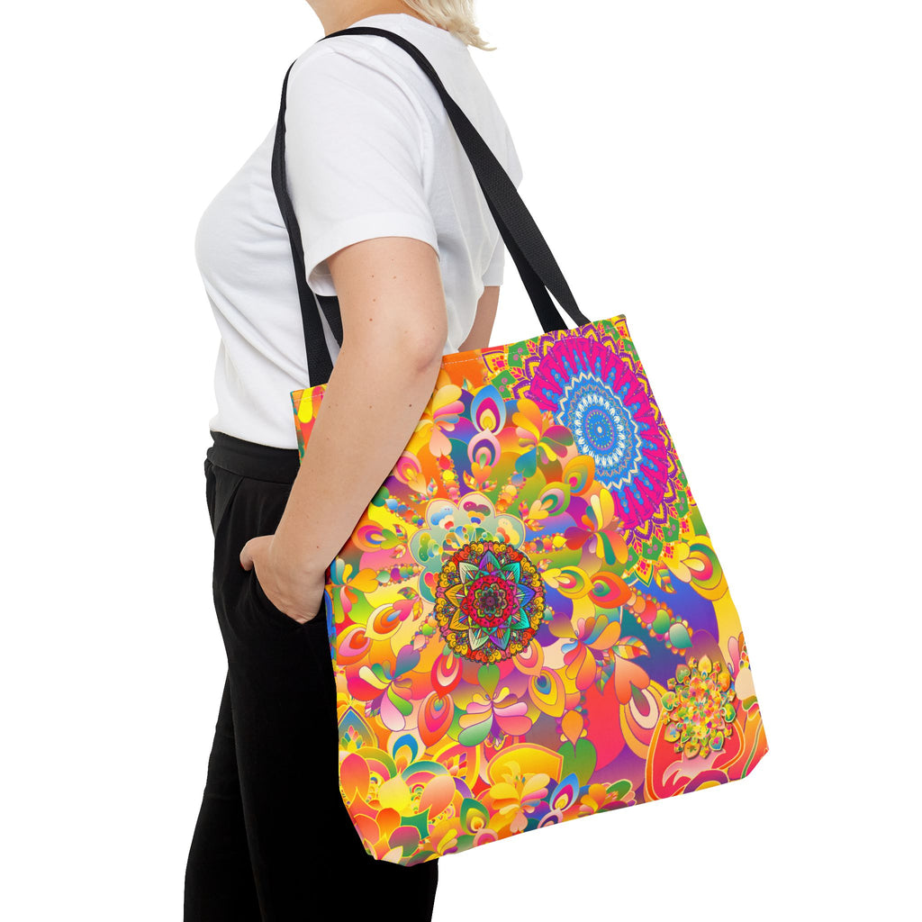 Psychedelic Floral Mandala Tote Bag