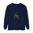 Black Cat Mystique Long Sleeve T-Shirt featuring a sleek black cat design on a comfortable long sleeve t-shirt