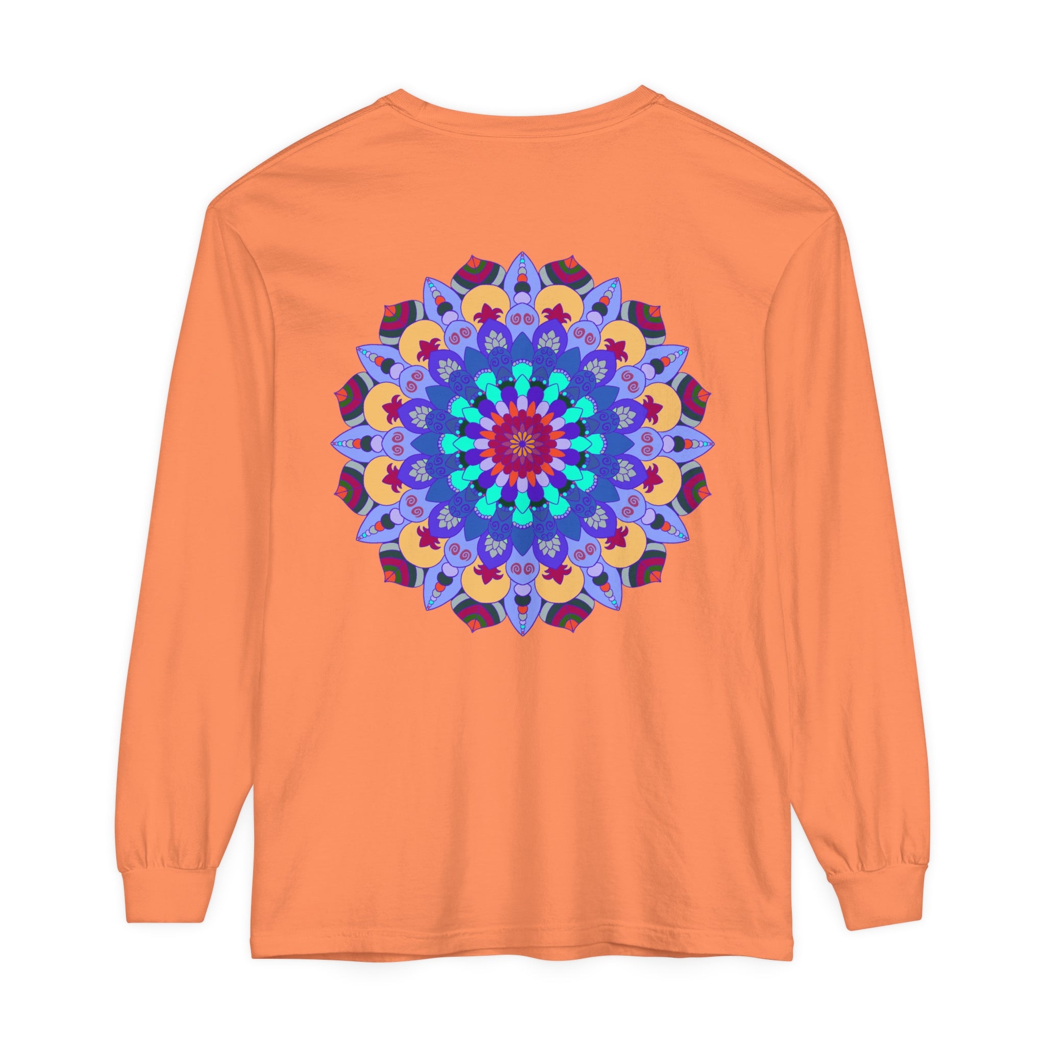 Colorful and intricate mandala design long sleeve t-shirt for a vibrant look