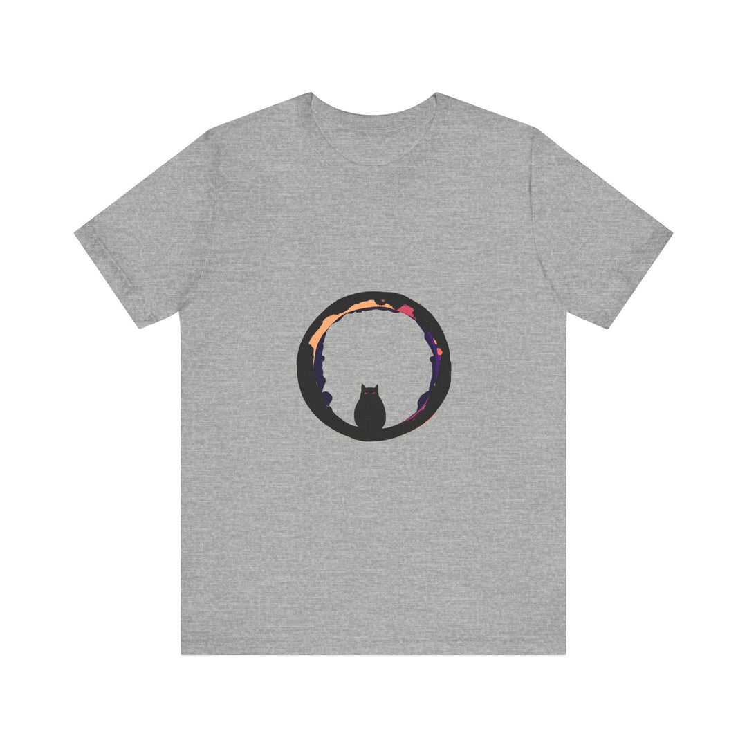 Black Cat Mystery Moon T-Shirt with Spooky and Stylish Design for Halloween